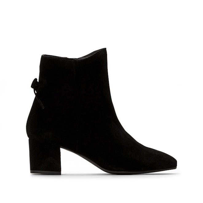 Suede Heeled Ankle Boots with Knot Detail