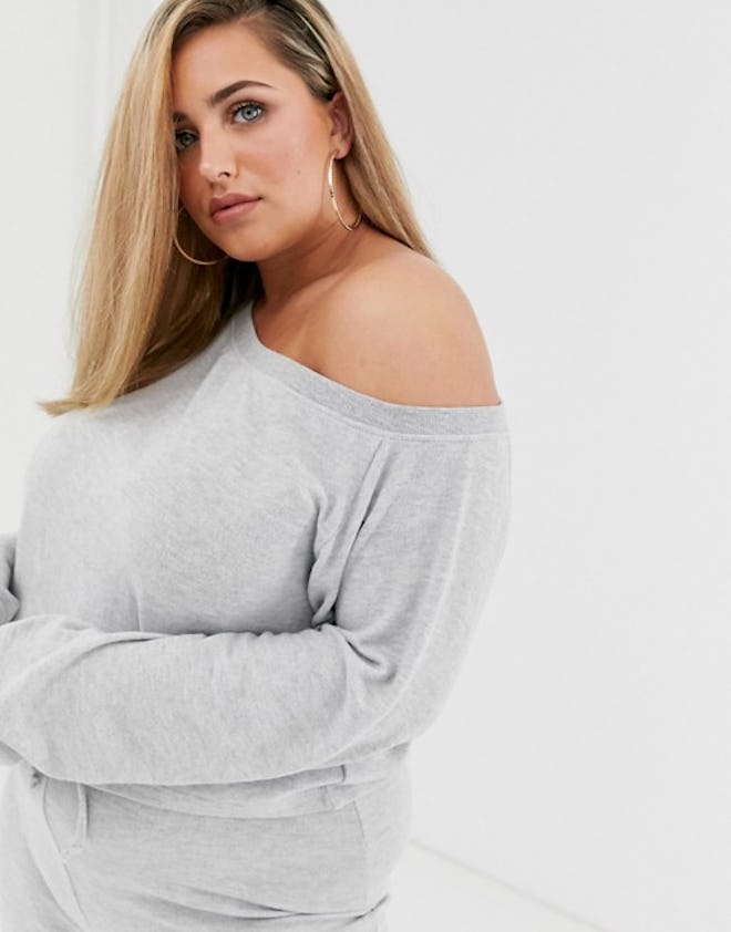 Loungeable Mix & Match Plus Size Off Shoulder Lounge Top