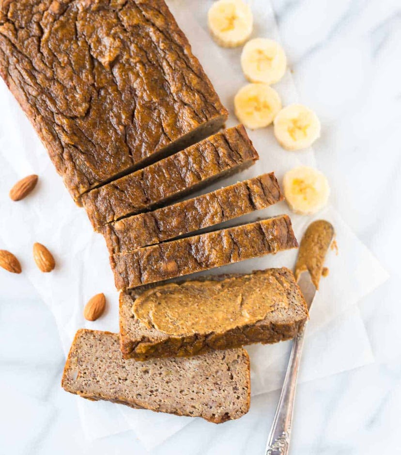 This paleo banana bread uses no butter, but is still moist and delicious.