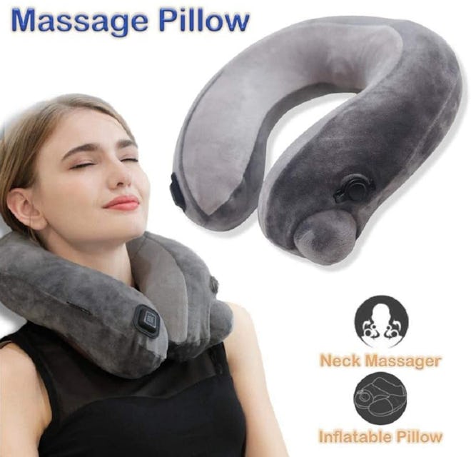 BestMaxs Massage Neck Pillow Inflatable Travel Massager