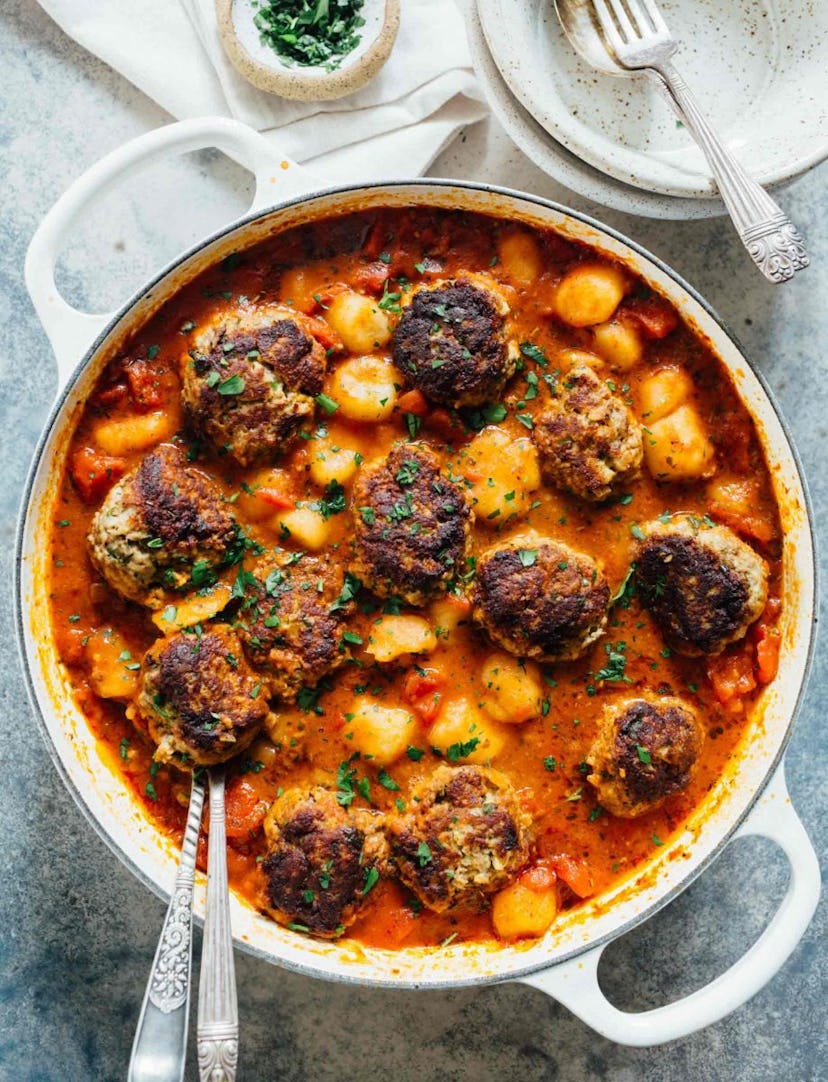 Meatballs and cauliflower gnocchi use up your frozen meatballs.