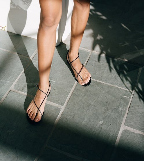 Minimalist black sandals from an LA-based shoe brand Emme Parsons.