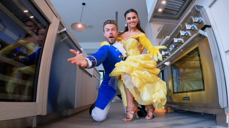 Derek Hough dressed in Beauty and The Beast costumes