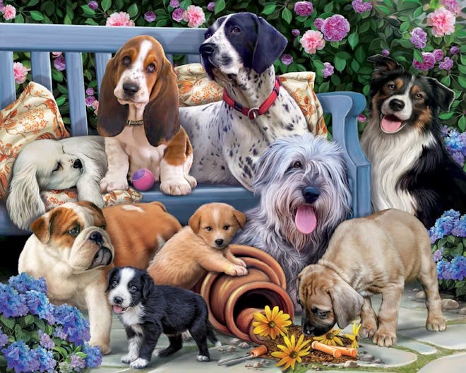 Vermont Christmas Company Dogs on a Bench Jigsaw Puzzle