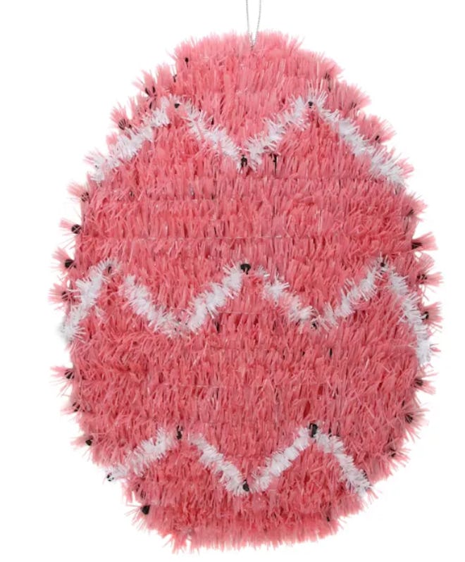 Northlight 12” Pink and White Tinsel Easter Egg Spring Window Decoration