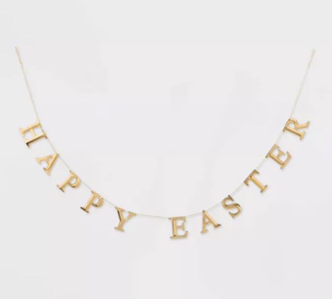 72” x 3” Stamped Metal Happy Easter Garland Gold