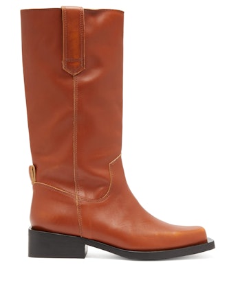 Ganni MC distressed leather Western boots