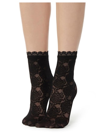  Fancy Floral Patterned Socks With Lace Detail