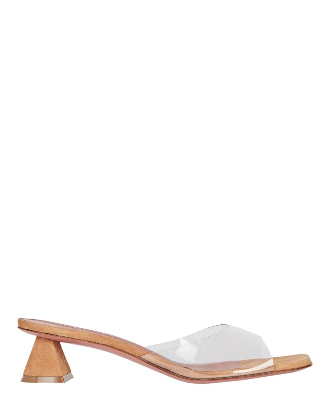 Amina Muaddi Lupita PVC-Trimmed Suede Sandals