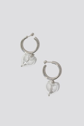 Heart Drop Hoop Earrings