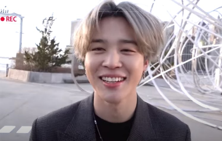 A screenshot from the video showing BTS' Jimin's reaction to J-Hope calling him Jungkook.