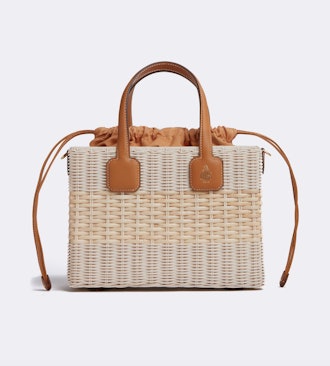 Manray Rattan & Leather Tote Bag