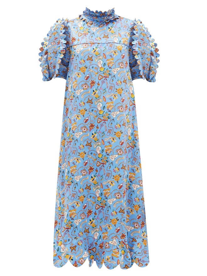 Elinor Love Letters-print silk-satin midi dress