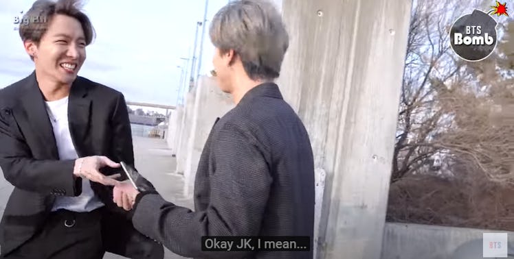 A screenshot from the video showing BTS' Jimin's reaction to J-Hope calling him Jungkook.