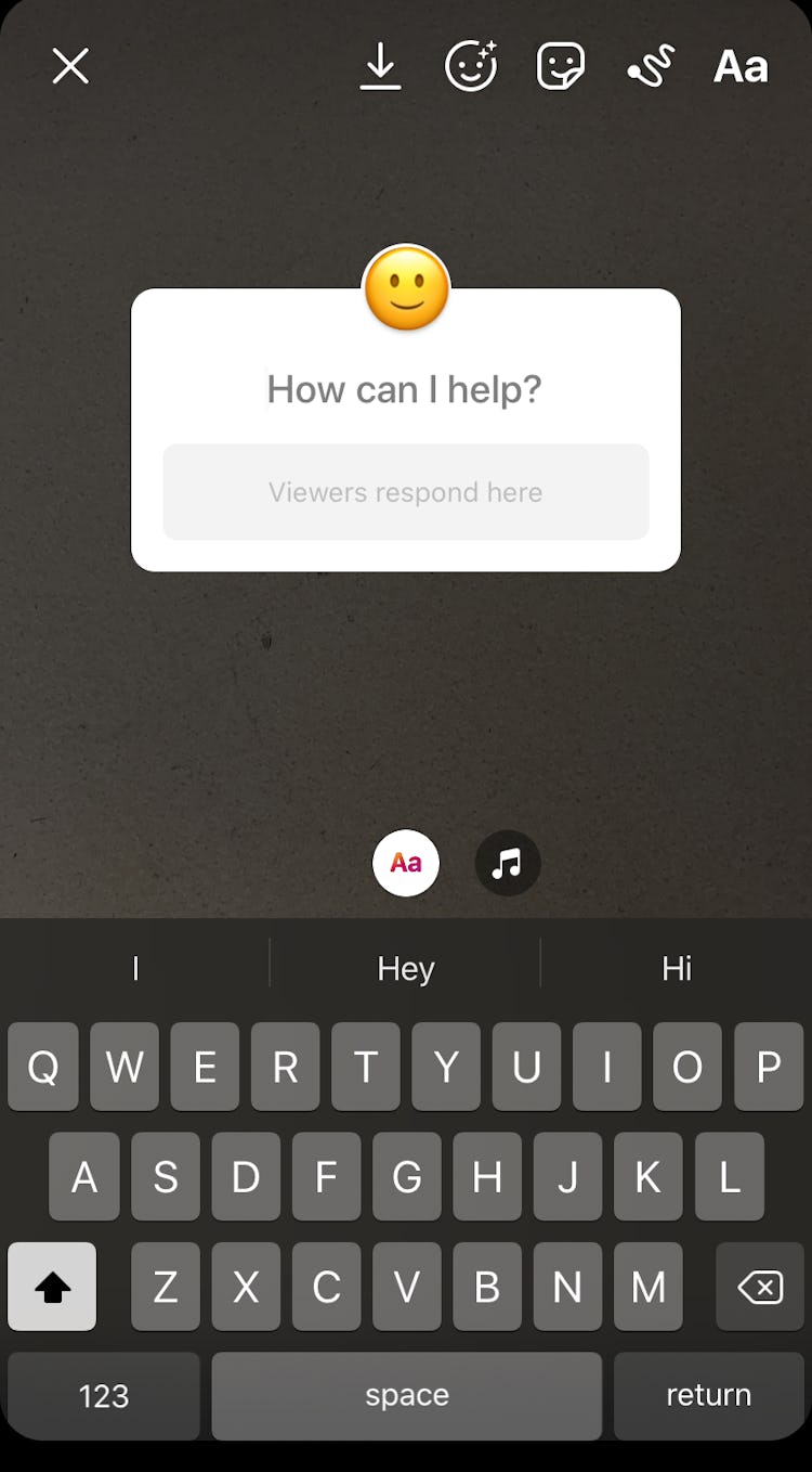 a preview of the questions sticker on Instagram stories