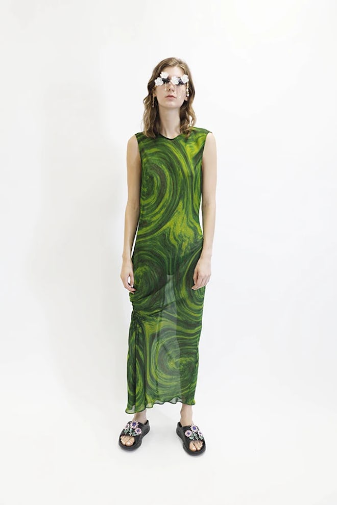 Lawn Dress Green Swirl