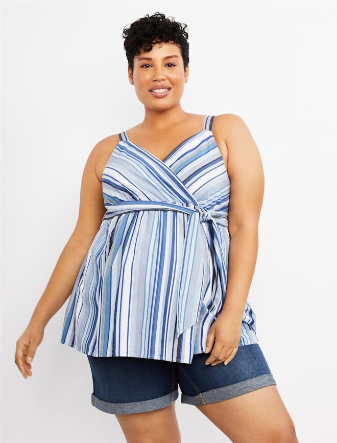 Plus Size Printed Smocked Back Maternity Tank Top