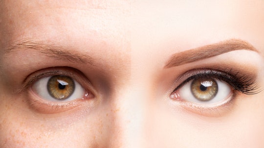 Comparison of regular eyebrow and microbladed eyebrow.