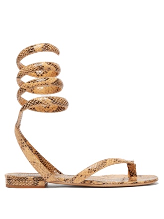 Bottega Veneta Python-Embossed Leather Sandals