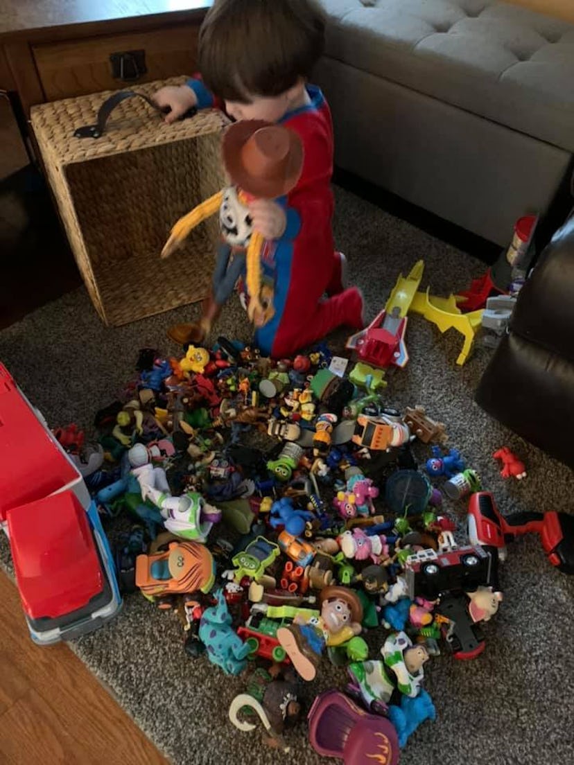 A bucket of tiny toys to sort can keep your kids entertained during social distancing. 
