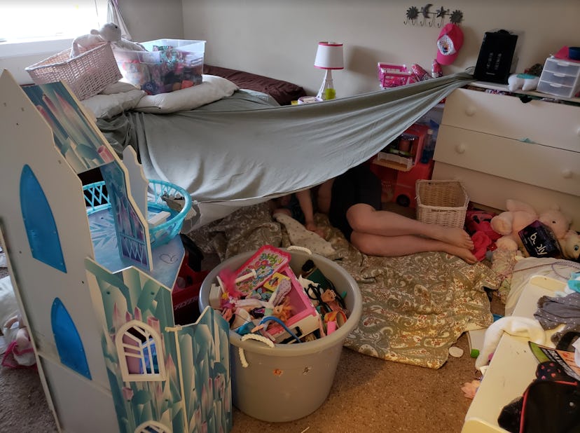 Building forts to sleep in is one way kids are entertaining themselves during social distancing. 