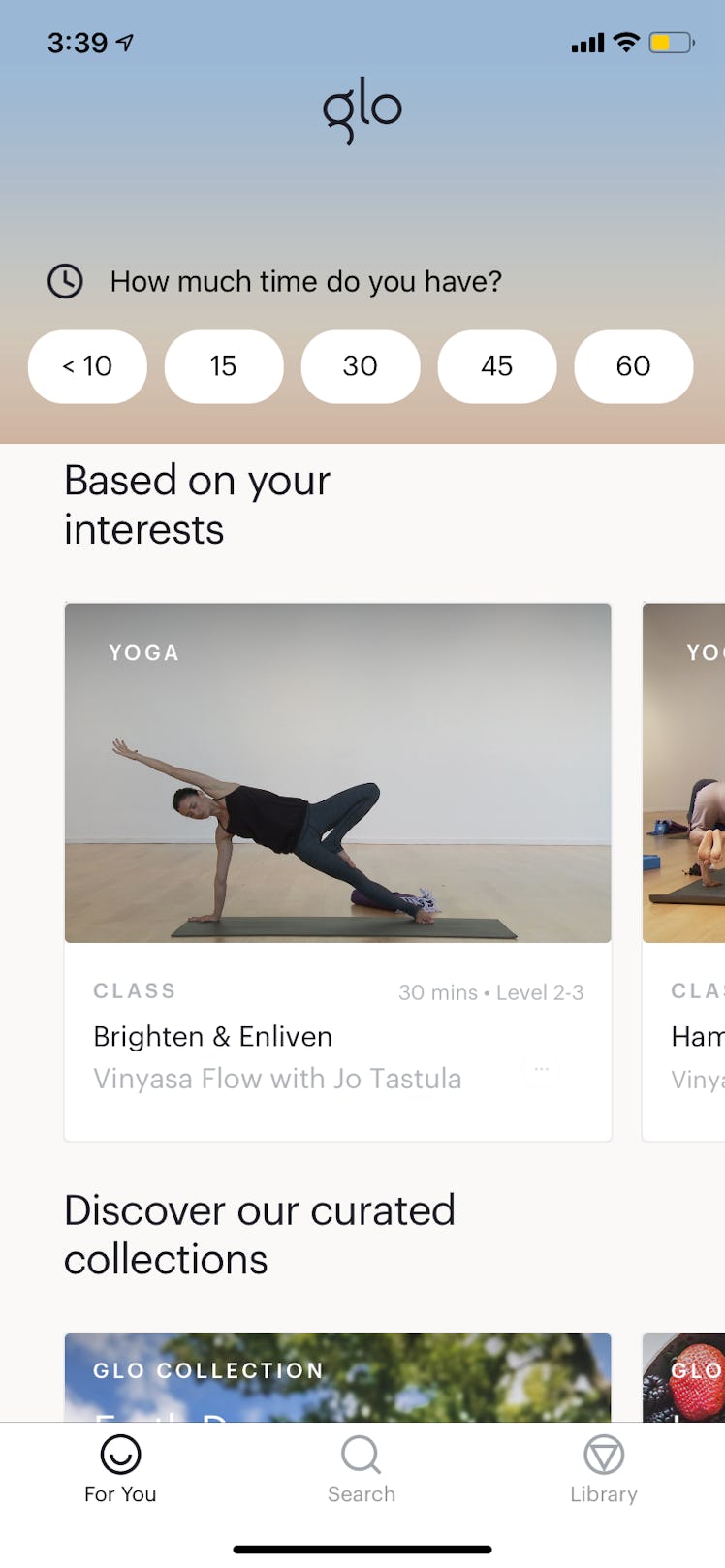 The Glo - Yoga and Meditation app features tons of unique classes of varying lengths.