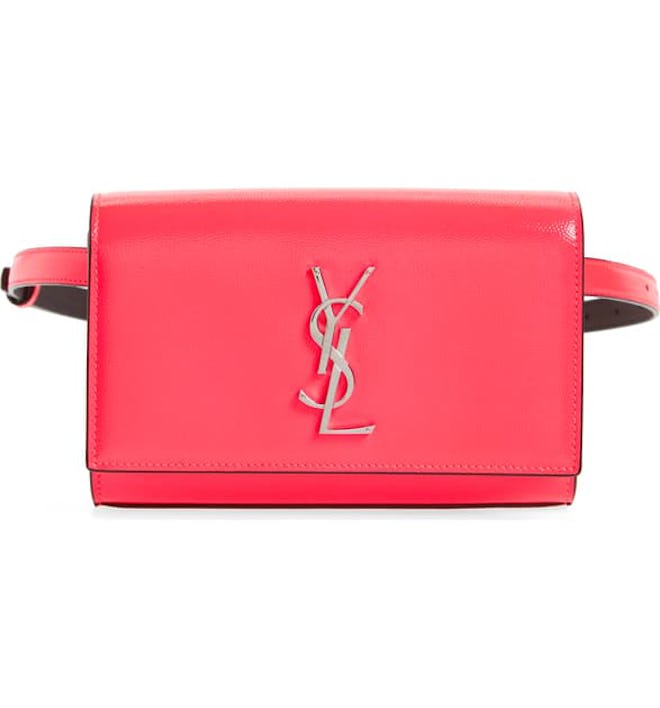 Kate Ysl Monogram Neon Belt Bag In Neon Pink