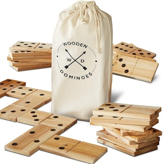 Refinery And Co. 28-Piece Jumbo Wood Dominoes Game