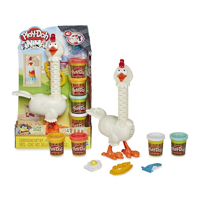 Play-Doh Animal Crew Cluck-a-Dee Feather Fun Chicken Toy Farm Animal Playset 