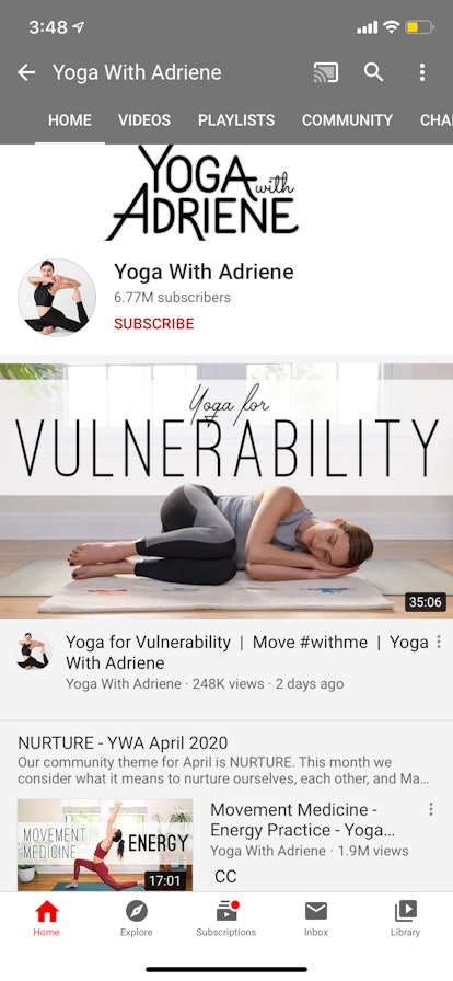 Yoga With Adriene on YouTube has tons of yoga videos for any situation.