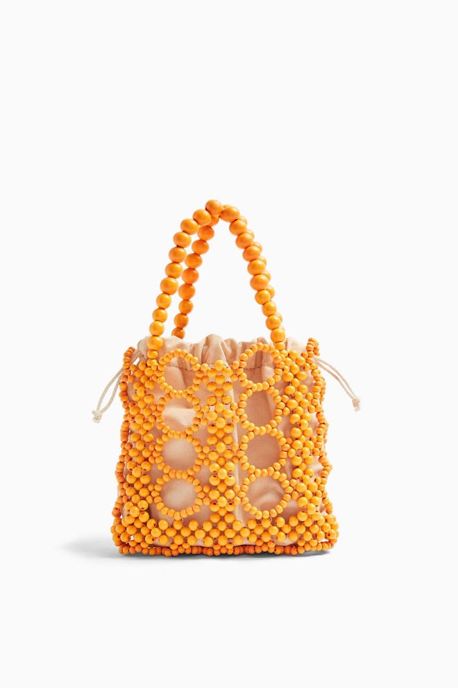Topshop Orange Beaded Mini Grab Bag