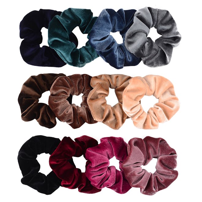 12 Pack of Velvet Hair Scrunchies