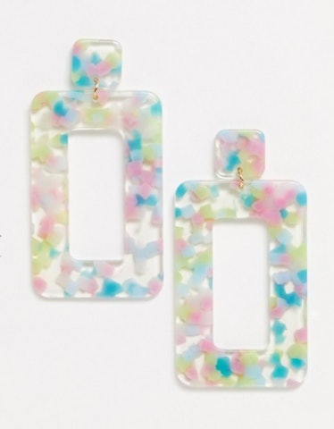 Pieces Square Resin Earrings in Multicolor