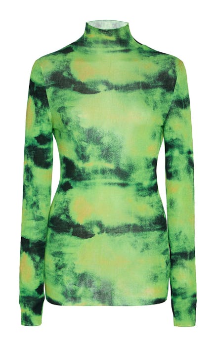 Tie-Dyed Silk Turtleneck Top