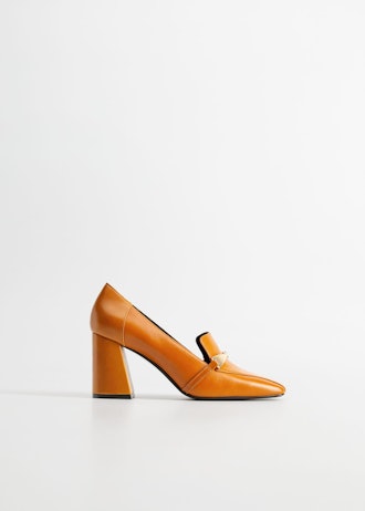 Mango Leather Heel Loafer