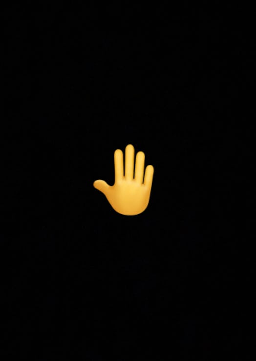 The hand emoji is meant to represent someone raising their hand or volunteering. 