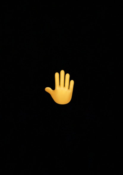 The hand emoji is meant to represent someone raising their hand or volunteering. 