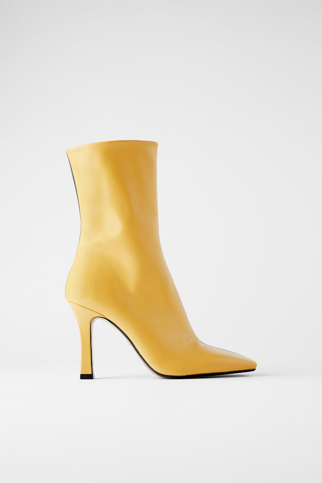 Zara Two-Tone Heeled Leather Ankle Boots