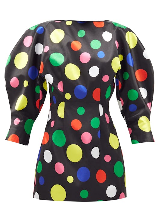 Polka-Dot Satin Mini Dress