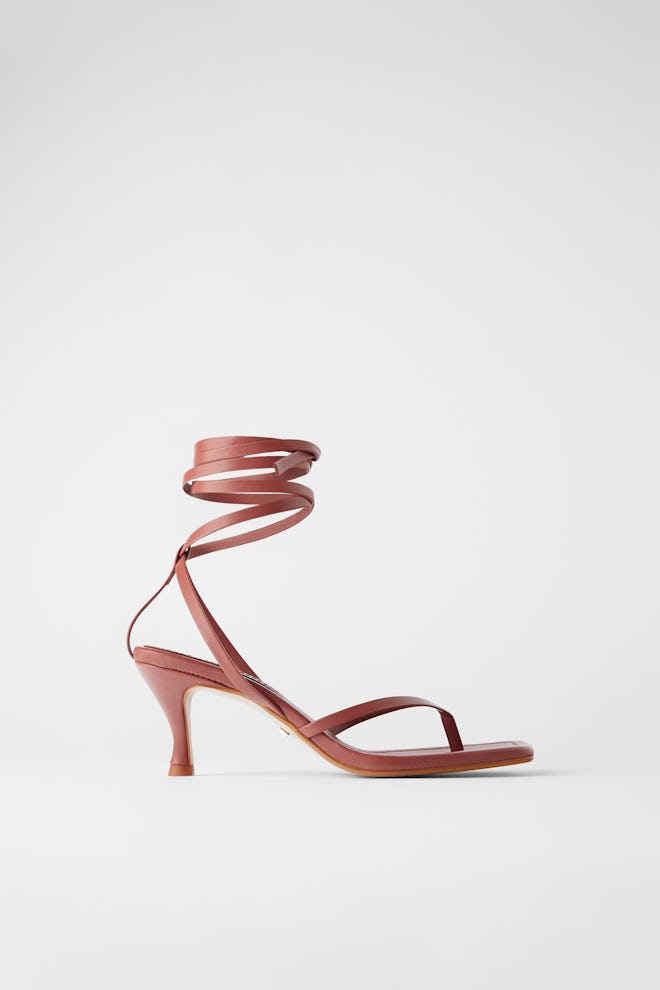 Zara Heeled Leather Square Toe Sandals