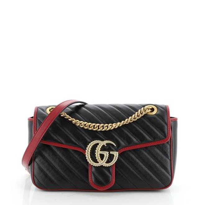 GG Marmont Flap Bag Diagonal Quilted Leather Small