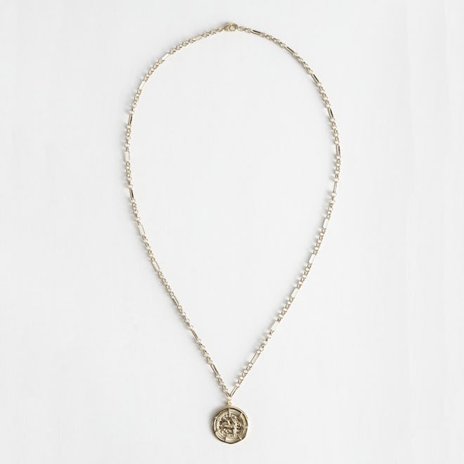 & Other Stories Embossed Coin Pendant Chain Necklace