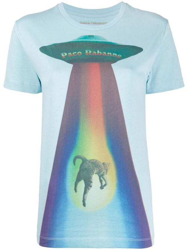 Rainbow Spaceship Cat Logo T-Shirt