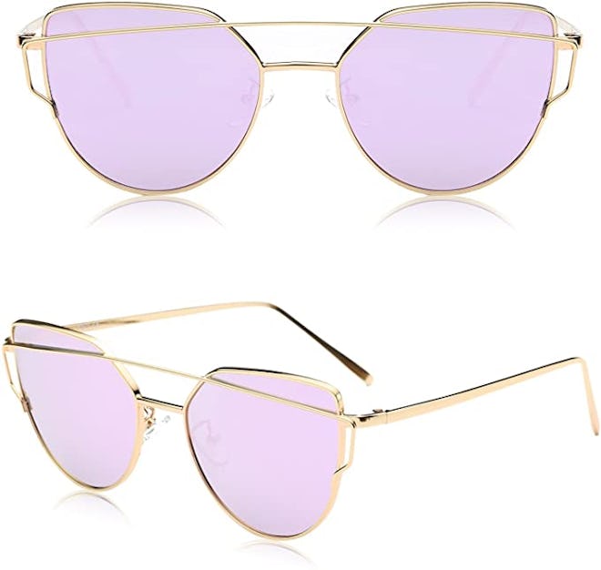 SOJOS Mirrored Metal Frame Fashion Sunglasses