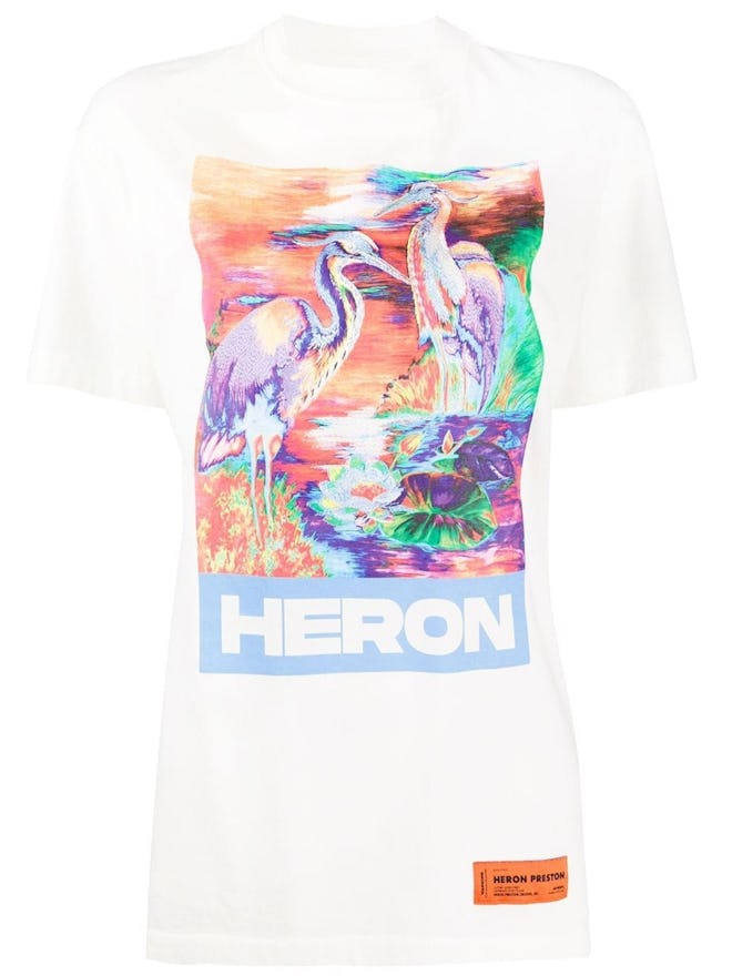Multicolored Heron T-Shirt White
