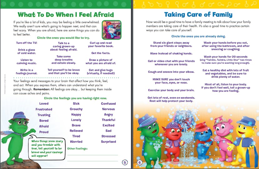Sample pages from "First Aid for Feelings: A Workbook to Help Kids Cope During the Coronavirus Pande...