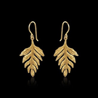 Gold Fern Drop Earrings