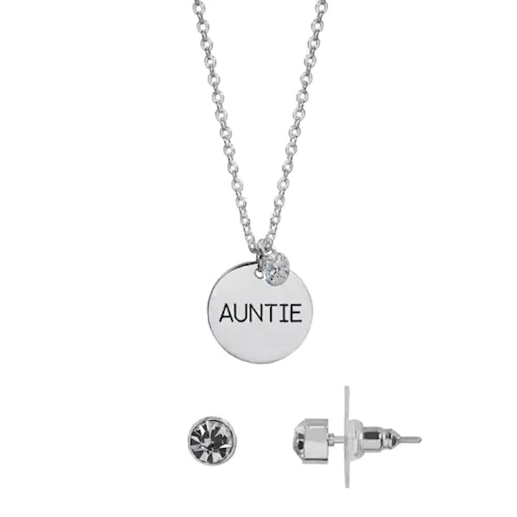 LC Lauren Conrad “Auntie” Pendant Necklace and Stud Earring Set