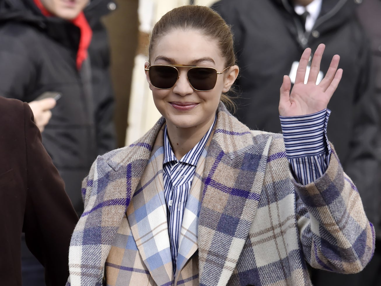 Gigi Hadid attends the Chanel show as part of the Paris Fashion Week Womenswear Fall/Winter 2020/202...