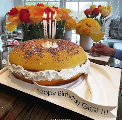 Gigi Hadid loves everything bagels so much her birthday cake was a giant bagel.